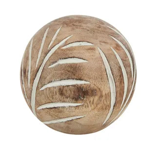 Spruce Wood Decor Ball 10cm Natural/White