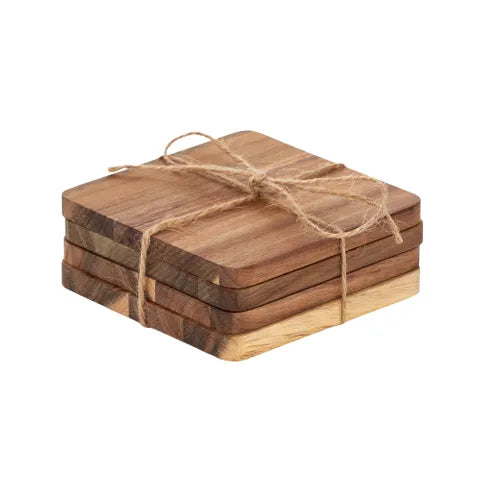 Axel Set of 4 Acacia Wood Square Coasters 10cm