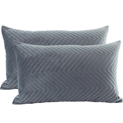 Velvet Quilted Cushion Smoke 30x50cm