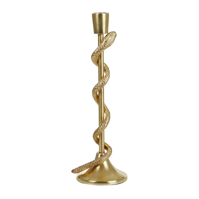Serpent Metal Candleholder 9x29cm Gold