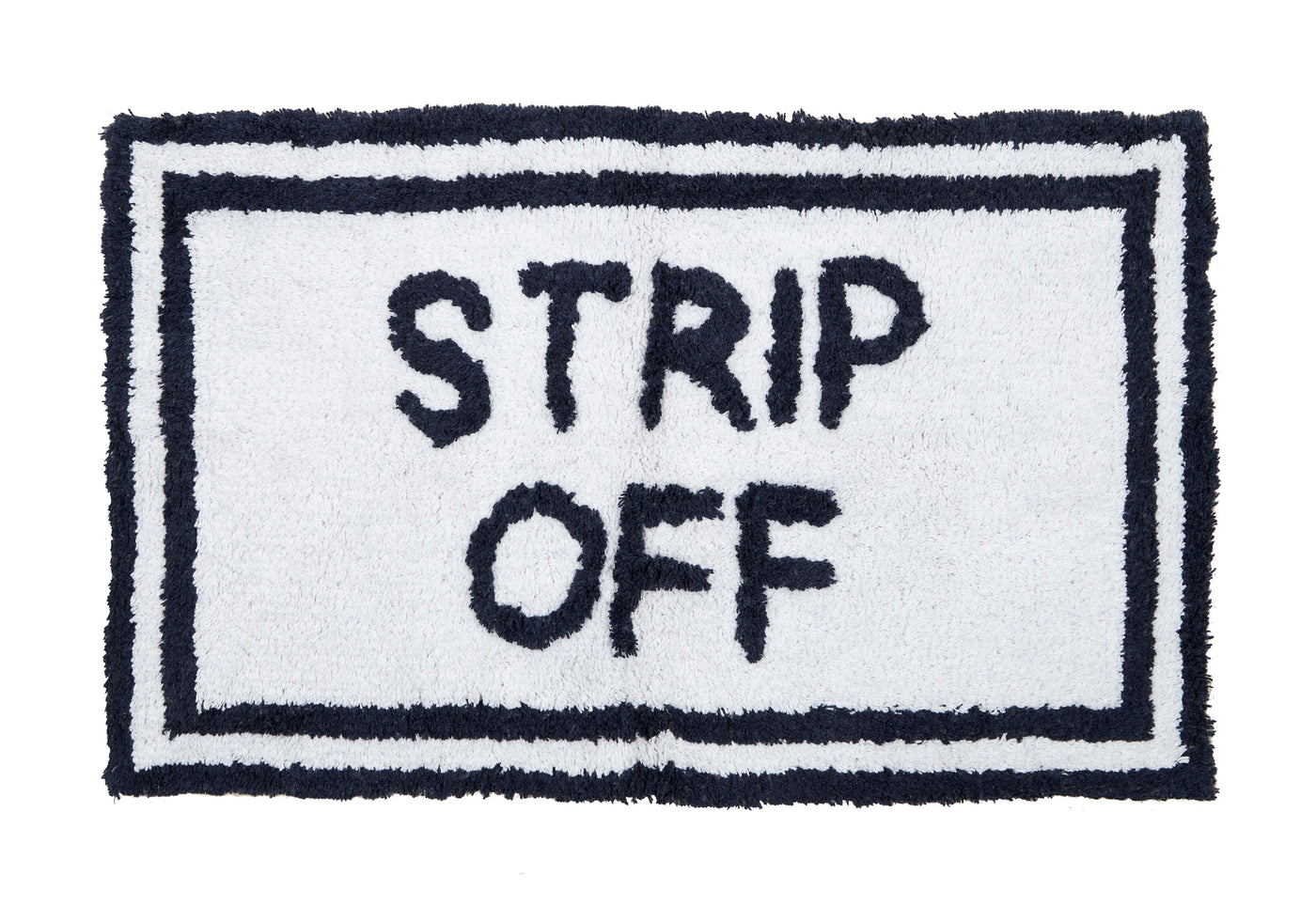 Strip Off Cott Bathmat 50x80cm Wht/Navy