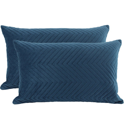 Velvet Quilted Cushion Ocean 30x50cm