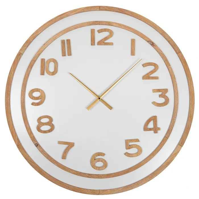 Tempo MDF/Enamel Clock 80cm White/Nat