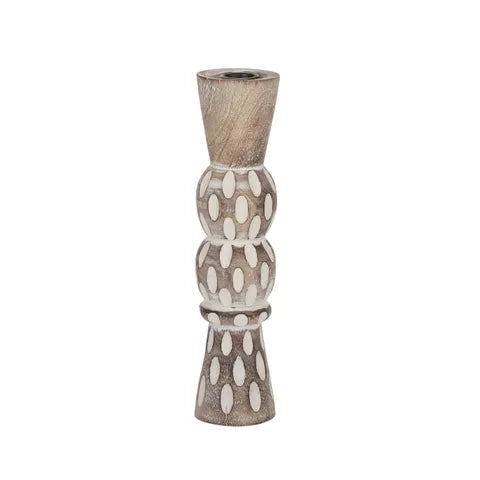 Lunare Wood Candleholder 6x25cm White Wash