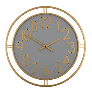 Oxford Metal/MDF Clock 60cm Gold/Grey