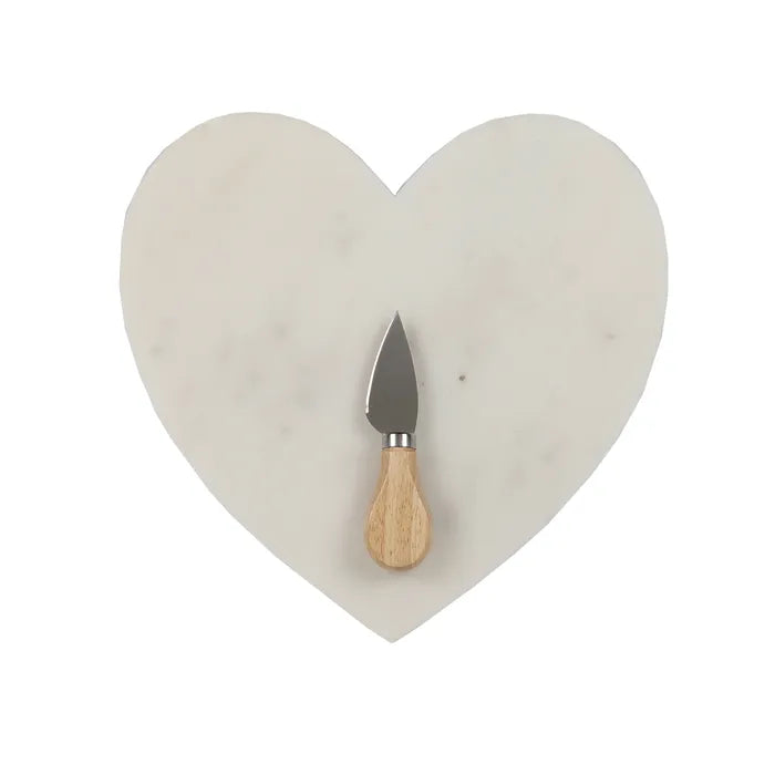 Heart Shape Marble Board With Knife 25x24cm
