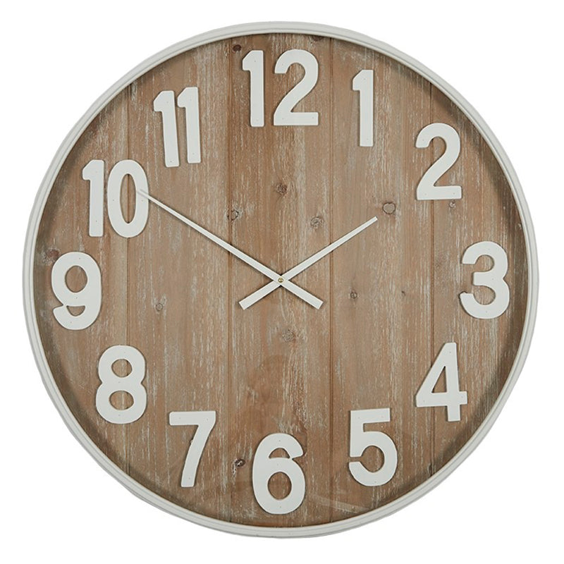 Lane Metal/MDF Clock 74cm Natural/White