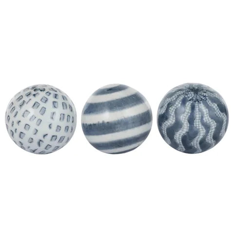 Lei Ceramic Deco Balls 7.5cm White/Navy