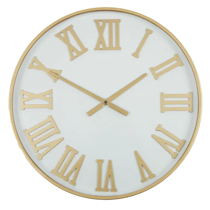 Morgan Metal Clock 50cm Gold/White