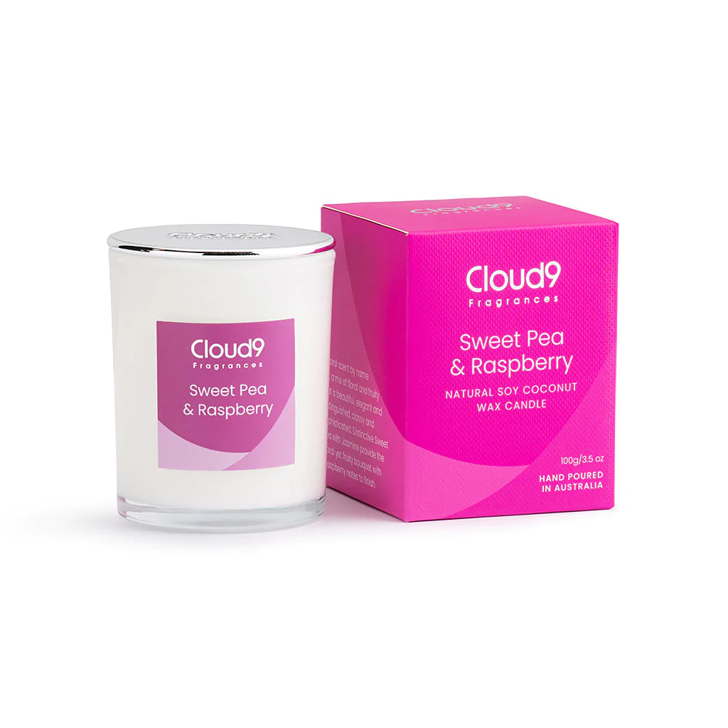 Sweet Pea & Raspberry Candle Small 100g