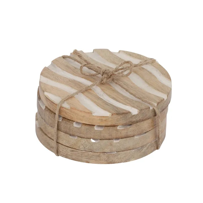 Koby Set of 4 Wood Coasters 10cm White Wash