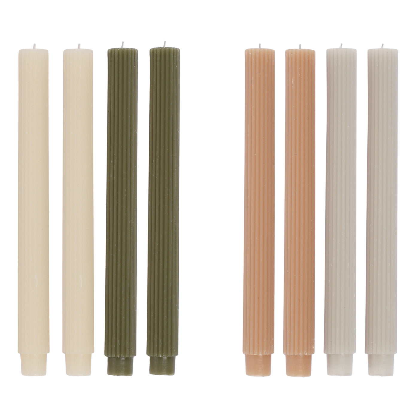 Ribbed Set of 4 Candle 25cm Earth Tone