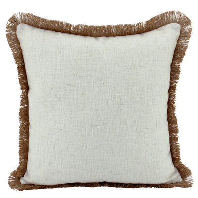 Linen Fringe Cushion Beige 45x45c