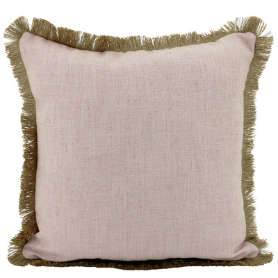 Linen Fringe Cushionion Pink 45x45