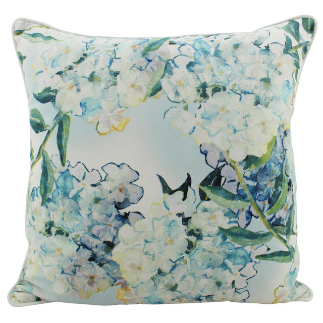 Hydrangea Velvet Cushion White 50x50