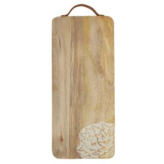 Elm Wood Board With Leather Handle 22x50cm