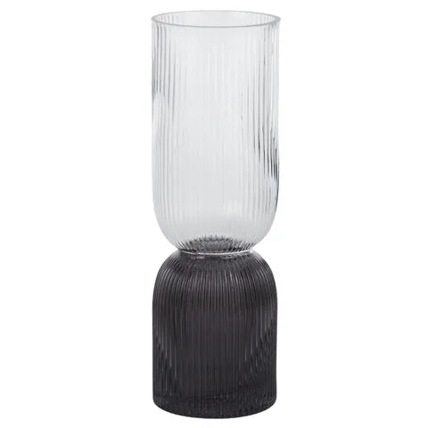 Erwin Glass Vase 10x32cm Grey/Charcoal