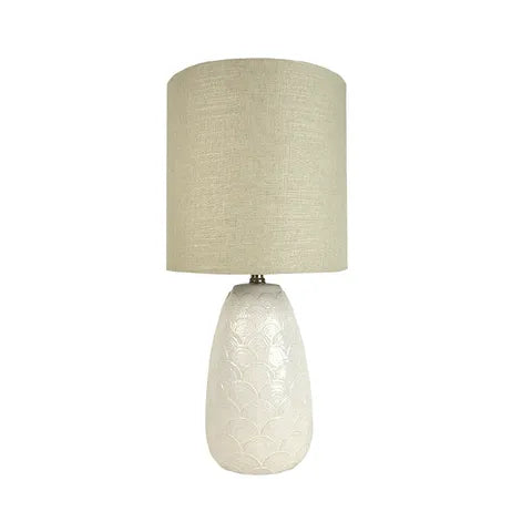 Fan Ceramic Lamp 30x62cm White/Taupe