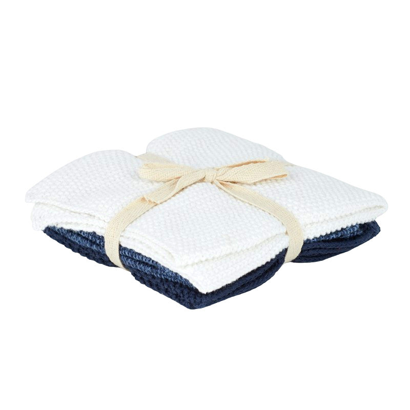 Bathe Set of 3 Cotton Cloth 28x28cm Navy/White
