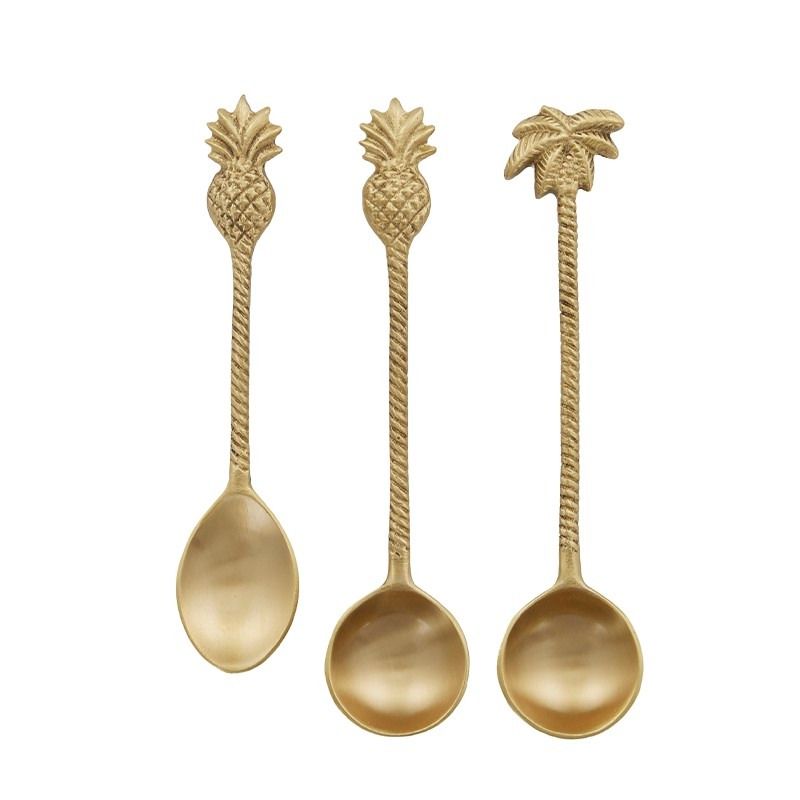 Tropic Set of 3 Brass Spoons 3.5x16cm