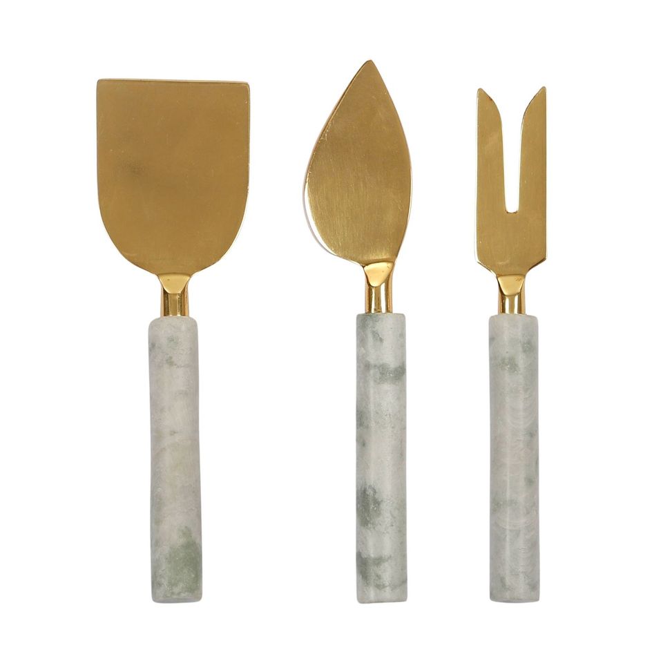 Mist Set Of 3 Marble Cheese Knives 15cm Green