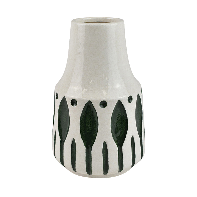 Autumn Ceramic Vase 14x21cm White/Green#