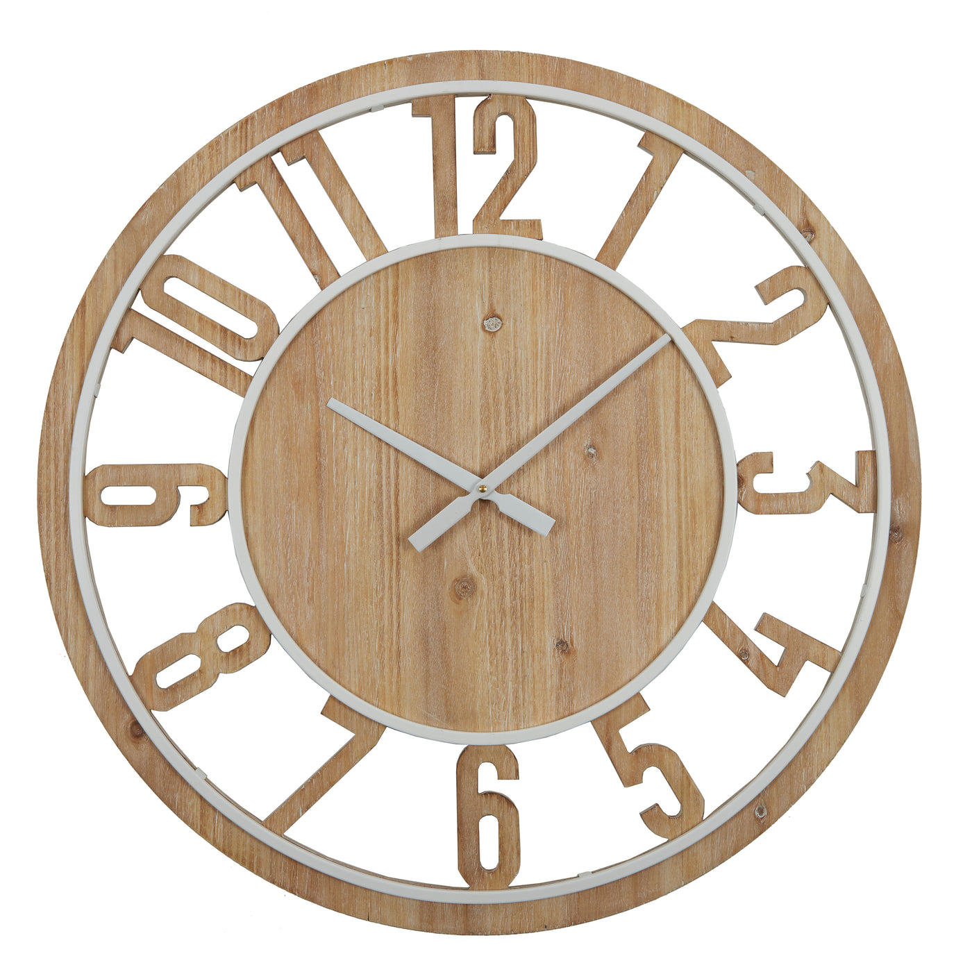 Walker Metal/MDF Clock 70cm Natural/White