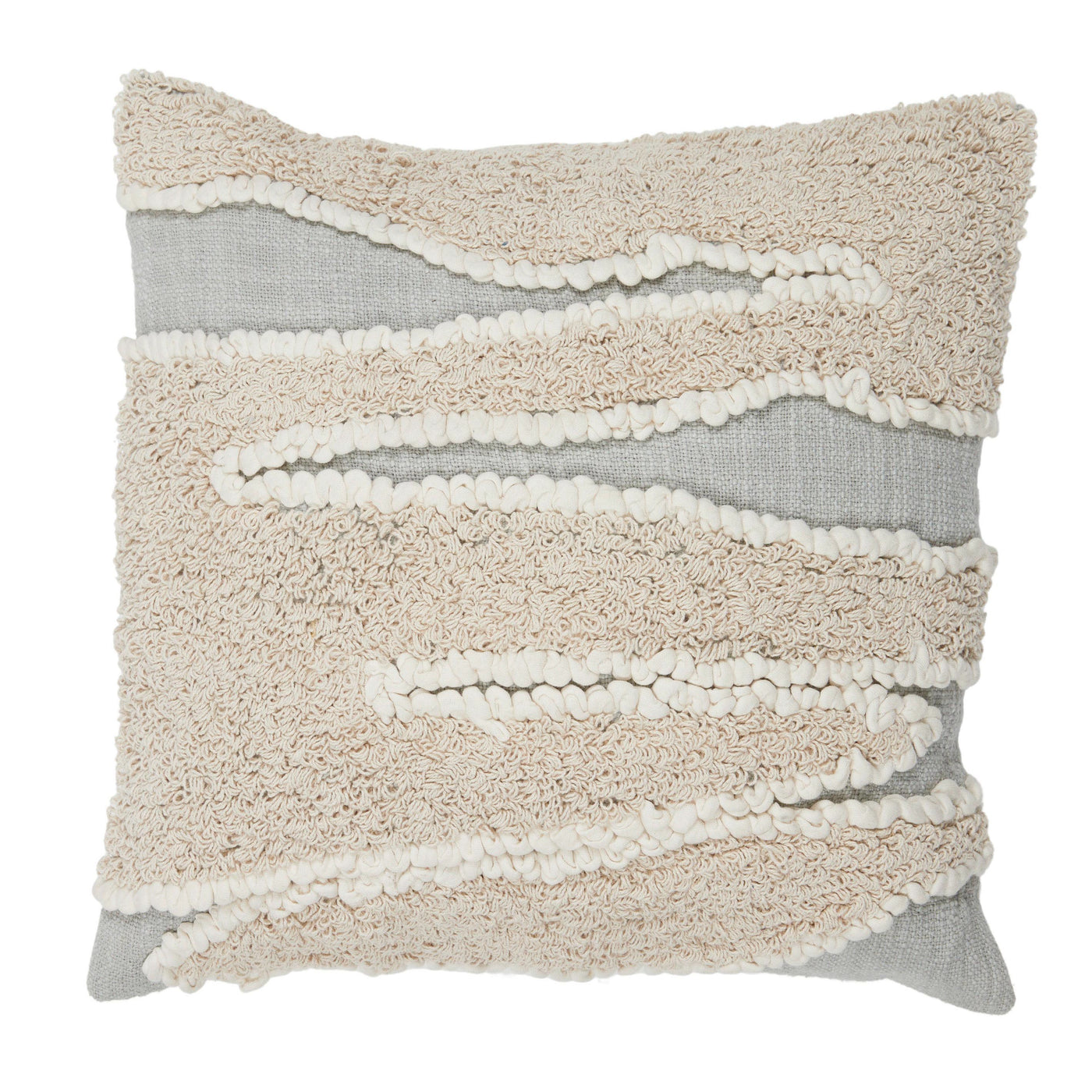 Seafoam Cotton Cushion 50x50cm Blu/Ivory