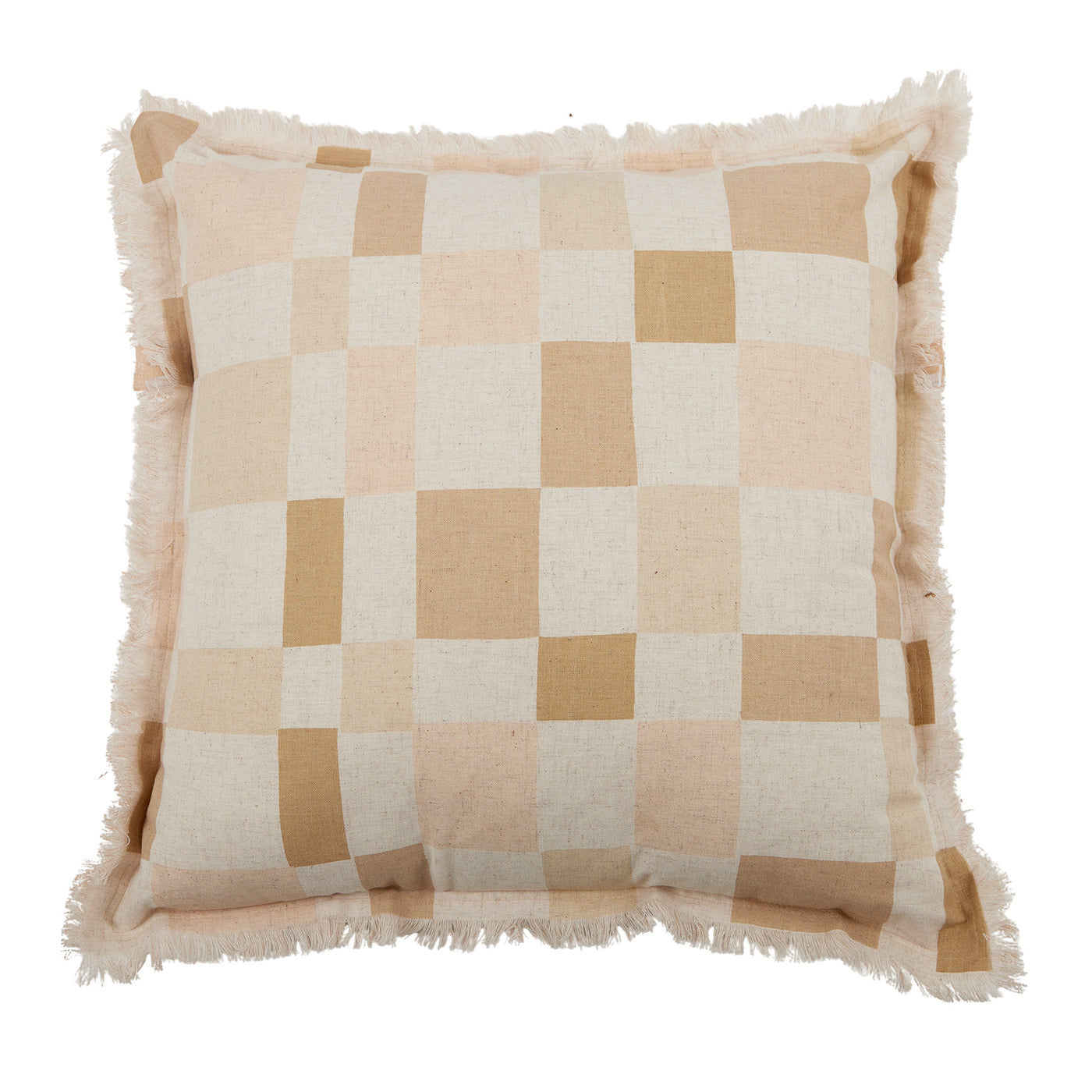 Checkers Cotton Cushion 50x50cm Nude Multi