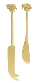 Tropic Set of 2 Brass Cheese Knives 2.5x22cm
