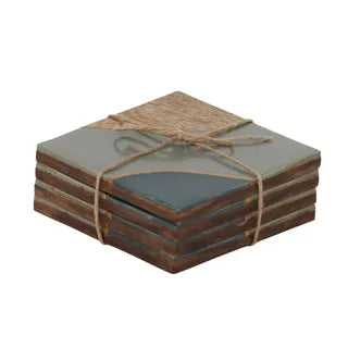 Torrent Set Of 4 Wood Resin/Coasters 10x10cm
