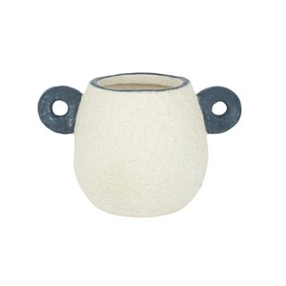 Lobe Ceramic Pot 23.5x15.5cm Wht/Slate*