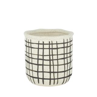 Crosshatch Ceramic Pot 14.5x15cm Wh/Blk*