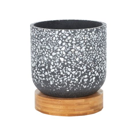 Gianna Terrazzo/Wood Pot 16x18cm Black