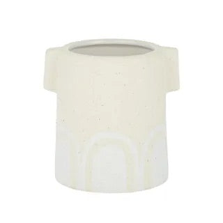 Runic Ceramic Pot 16x16cm Sand/White*No