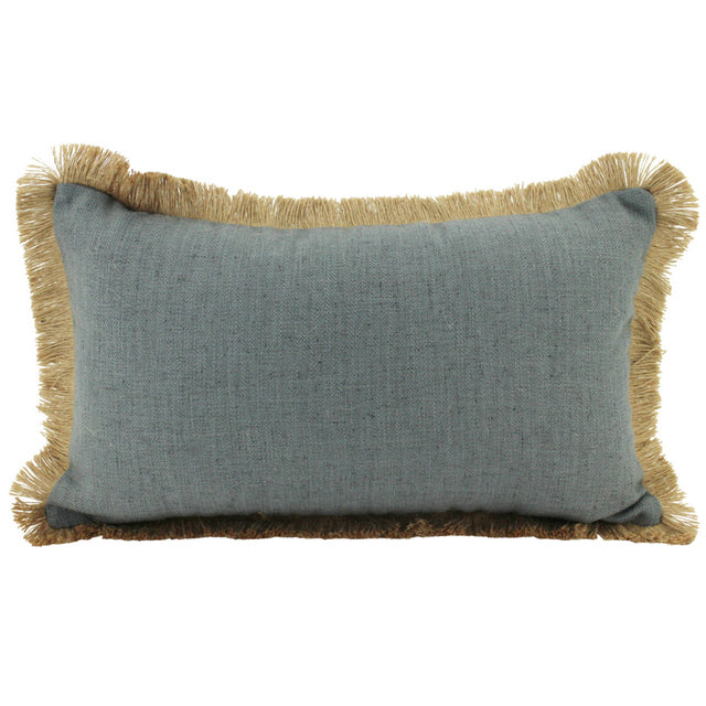 Linen Fringe Cushion Dark Grey 30x50cm