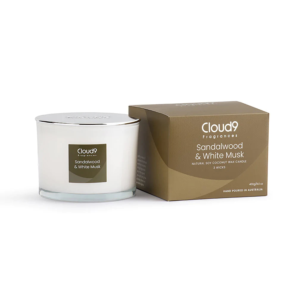 Sandalwood & White Musk Candle 3 Wick 400g