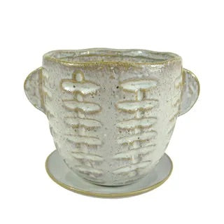 Earle Cer Pot and Saucer 19.5x16.5cm Nat*