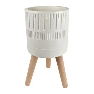 Khari Composite Pot With Legs 22x42cm-Ivory