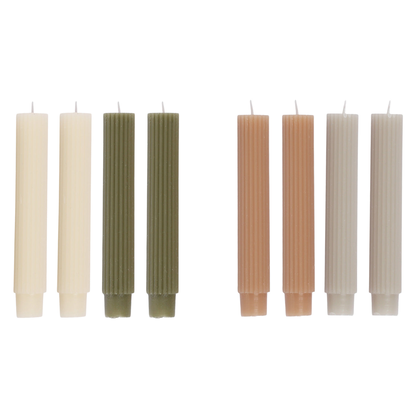 Ribbed Set Of 4 Candle 15cm Earth Tone 2 Asst